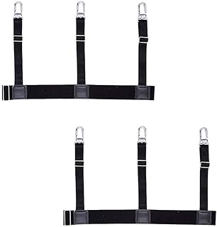 Men's Shirt Stays Adjustable Elastic Shirt Tucker Belt with Locking Non-Slip Clips