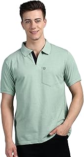 Men's Half Sleeve Soild Casual Regular Fit T-Shirt with Chest Pocket | Polo Tshirt for Men