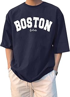 Man Cotton Blend Graphic Print Round Neck Half Sleeve Drop Shoulder Oversized T Shirt (Color Navy Blue)