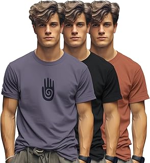 Trendy Printed Cotton Blend Crew Neck/Round Neck Half Sleeve Tshirt for Men - Pack of 3